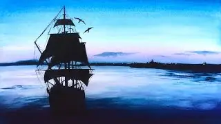Watercolor Tall Ship Painting Demonstration