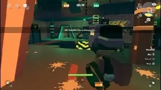 me shooting a robot in laser tag rec room