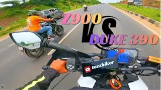 Kawasaki Z900 vs Duke 390 🔥 High Speed Drag Race | 0&ndash;150+ Pulls POV