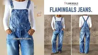 【Flamingals】Wash Mid Waist Straight Leg Overalls#jeans #ootdguide #fashion #womensfashion #ootd