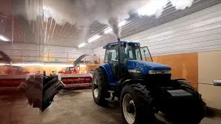 Chopping straw in winter for dairy cattle