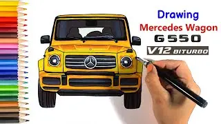 Чертеж Mercedes G Wagon || Нарисуйте и раскрасьте автомобиль G550 на заказ!