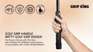 GRIP KING Golf Umbrella + Golf Grip Trainer, Double Canopy, Vented Windproof, Waterproof