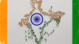 Independence Day Drawing, India Map Drawing with Brush Pen 
