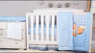TILLYOU 6 Piece Patchwork Crib Bedding Set for Boys, Luxury Nursery Bedding