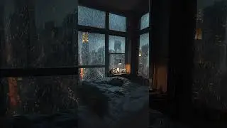 Rainy city skyline 🌃🌧️ #satisfying #rain #cozy #relax #cozyrelaxing #peace #calm #skyline