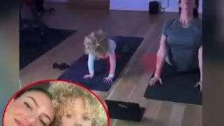 Sophie Brussaux  teaching she and Drake&rsquo;s baby boy the art of yoga