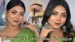 Saraswati Puja Wearable 💚 Green Saree Look for beginners | Look 5
