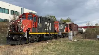 Dual CN GP9&rsquo;s!!! CN 7060 Leads the CN Interchange Job at 50 Ave Calgary AB. CN GTP Industrial Spur
