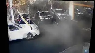 Sprinkler smash by moron delivery driver