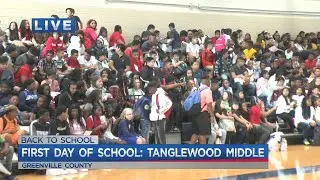 First day of school for kids at Tanglewood Middle School