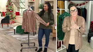Jingle Belles by Kim Gravel Sequin Mesh Open Front Topper on QVC