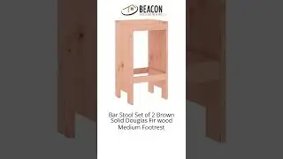 Bar Stool Set of 2 Brown Solid Douglas Fir wood Medium Footrest