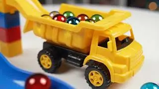 ASMR Marble Run Race 🏁 HABA Slope & Rescue Vehicles Mission! 🚑 Dump Truck & Garbage Truck Toys