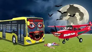 Haunded Bus Vs Horror Airplane Fight In Indian Bike Driving 3D ||