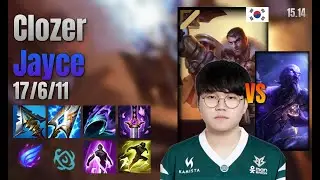 Clozer Mid Jayce vs Ryze lol KR solo rank Full Game 15.14 | 클로저 제이스 vs 라이즈