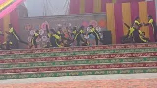 Yoga performance group on stage group