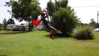 SUPER GIRL FLYS ON THE ZIPLINES AT THOMAS FALLS