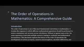Order of Operations Guide