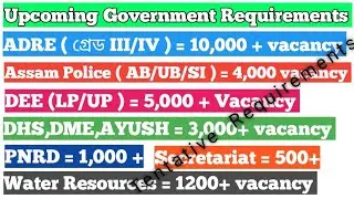 Upcoming Government Requirements in Assam | tentative and expected  vacancy 2025-26