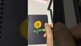 Drawing sunflower with acrylic markers