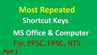 Computer Shortcut Keys | Keyboard shortcuts | PPSC, FPSC,CSS | Knowledge Portal | Part 1