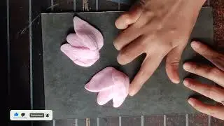 Handmade floral art with pink tulips and green leaves on black canvas#diy #clay #craft #video #tulip