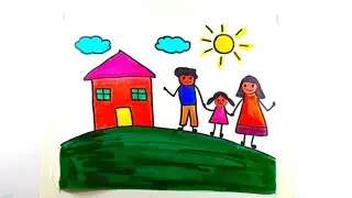 😊How To Draw || A Happy Family #familydrawing  #drawingforkids #easydrawing 