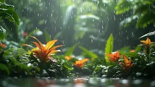 Сильный Дождь в Джунглях Атмосфера Белый Шум
