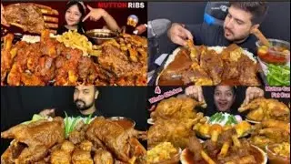 ASMR: EATING SPICY MUTTON CURRY, CHICKEN CURRY, DUCK CURRY, EGG CURRY 🔥 BASMATI RICE 