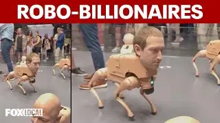 Strange robotic dog art installation displays wax heads of billionaires at Art Basel Miami