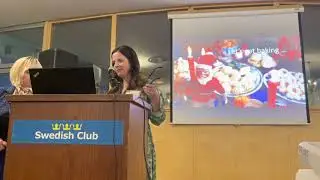 Kristi Bissell talks about Swedish Christmas cookies at The Swedish Club, Seattle.
