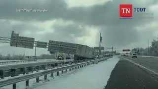 CAUGHT ON CAMERA: Highway sign in Nashville nearly crushes semi-truck cab