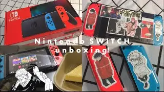 [asmr] unboxing my Nintendo switch V2 neon red & blue + customizing it 🌱✨— weeb edition!