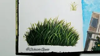 How to Paint Realistic Grass in Acrylic | Easy Acrylic  Painting Tutorial | Sakrin's Quest