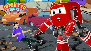 Supercar Rikki Saves the City people and the Old Lady from the Earthquake!