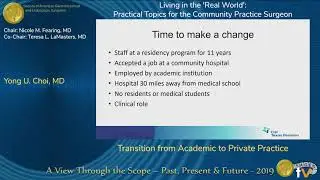 Transition from Academic to Private Practice