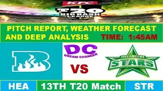 HEA VS STR BBL 13TH MATCH, PITCH REPORT WEATHER FORECAST AND DEEP ANALYSIS