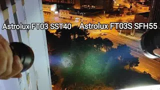 Astrolux FT03S SFH55 Orange Peel Reflector Vs Astrolux FT03 SST40 - Beam Shot Comparison