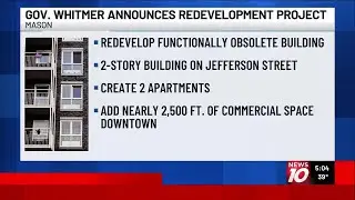 Gov. Whitmer announces redevelopment projects in Mason and Detroit