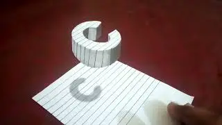 How to draw a 3D floating letter C on paper