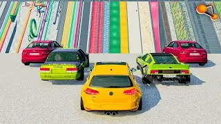 BeamNG drive - Descent With Obstacles For Vehicles Compilation