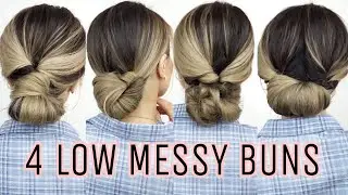 4 LOW MESSY BUN 🌸 Easy Long & Medium Hairstyles