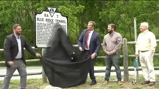 Historical marker dedicated to Blue Ridge Tunnel