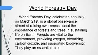 World Forestry Day | Essay on World Forestry Day in English | #worldforestday #forestday #21march