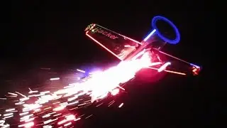 RC PLANE WITH PYRO BY NIGHT / NIGHT OF FIRE / JetPower Fair 2014