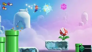 Super Mario Bros. Wonder Fluff-Puff Peaks Badge Challenge Floating High Jump I