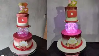 bolo tendência aquário/ como fazer bolo aquário com led 😍 tutorial/chantilly estabilizado