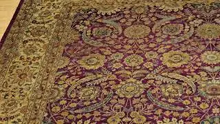 Vintage Oversize Kerman Design Rug in Royal Purple, Green, Cream, Gold, @thepersianknot , SKU 5002b