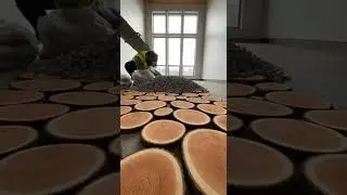 Incredible Transformation: Wood Slice & River Stone Epoxy Floor #HomeImprovement #DIYProjects #